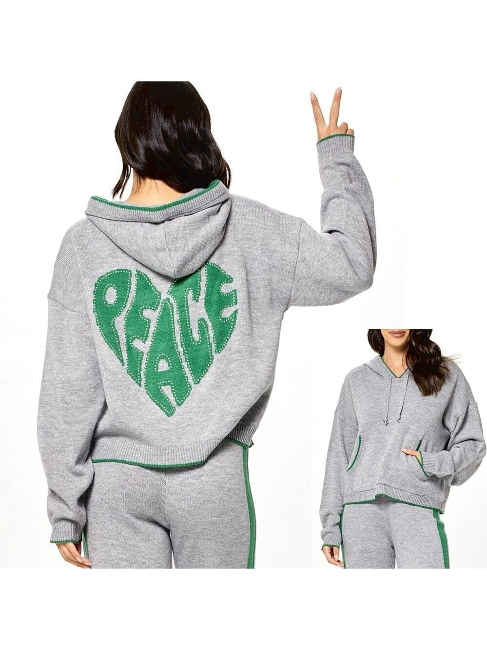 Vintage Havana Peace Out Jacquard Sweater Hoodie